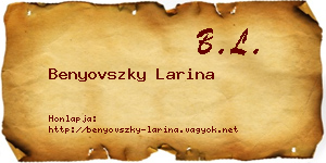 Benyovszky Larina névjegykártya